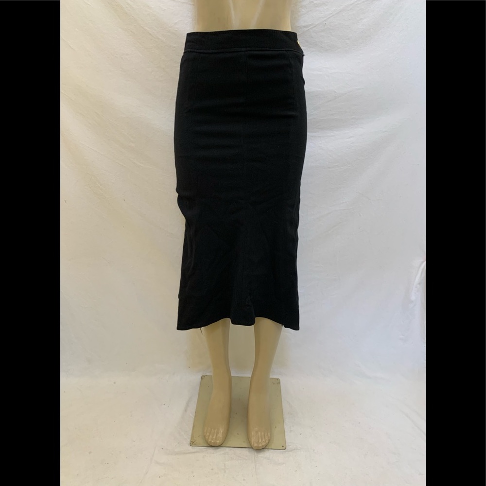 VTG Gemma Kahng Size 8 Black Midi Skirt With Side Slits
